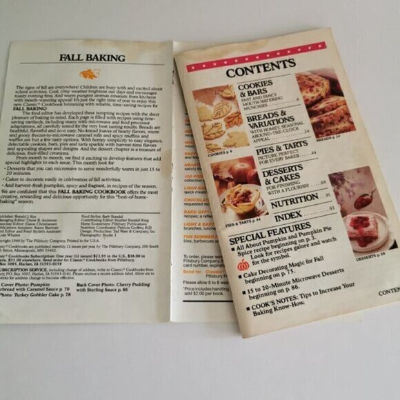 Pillsbury Cookbook 1988 Fall Baking Recipes Booklet DAMAGED Autumn Harvest Vibes - Picture 3 of 9